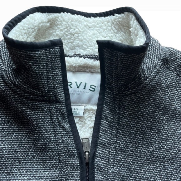 Orvis Mens Sherpa Fleece Lined 1/4 Zip Pullover Sweater Charcoal Size Large - Picture 2 of 6